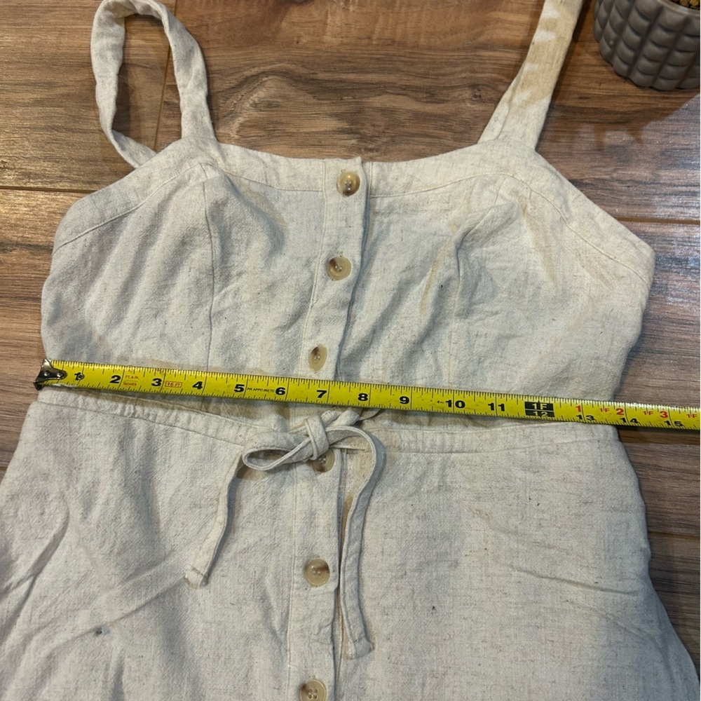 Lucky Brand Tan Midi Dress Tie Front and Pockets Size Medium Petite - Picture 9 of 9